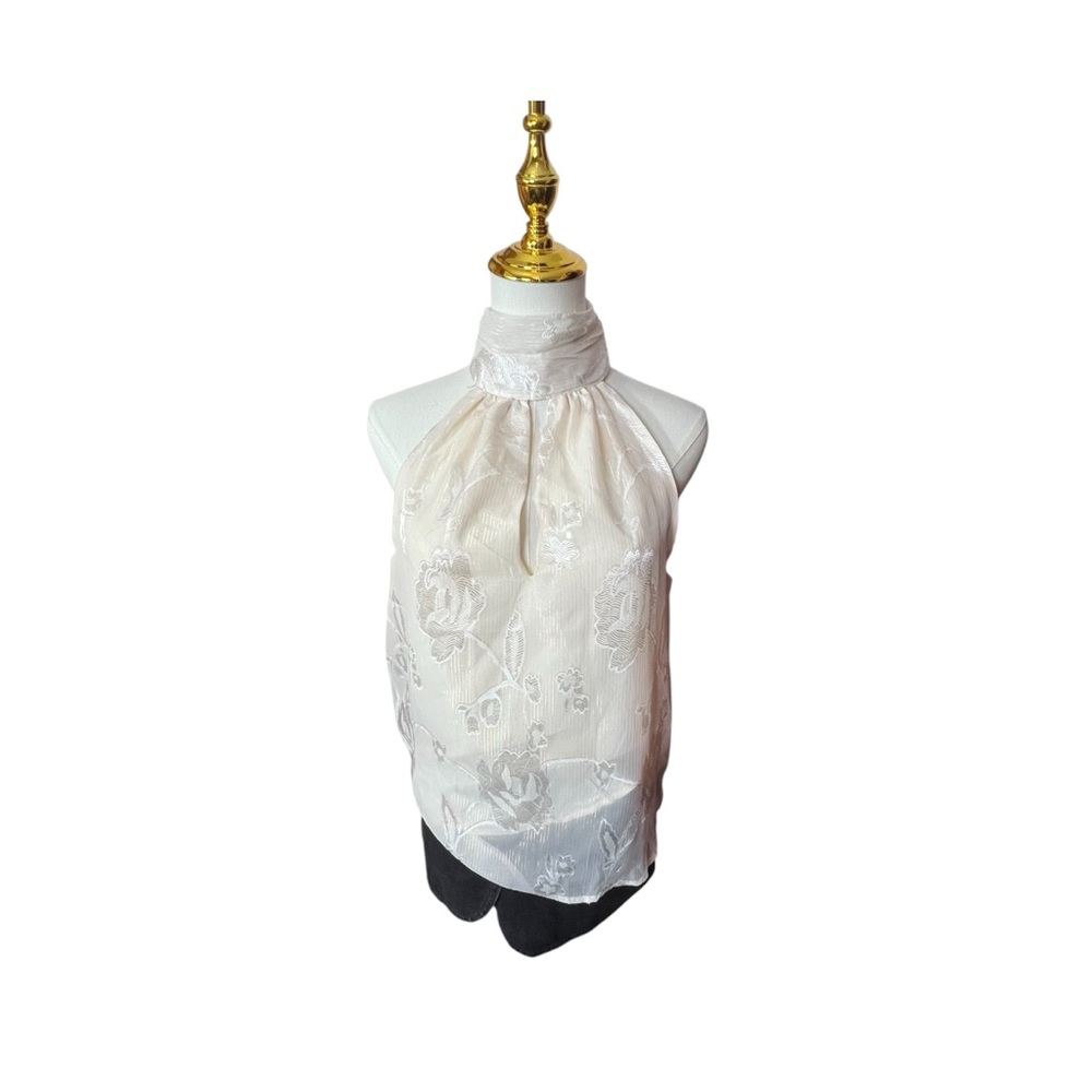 Lulus Halter Like Convincing Composure Ivory Mock Neck Tank Top Sz Small NWOT